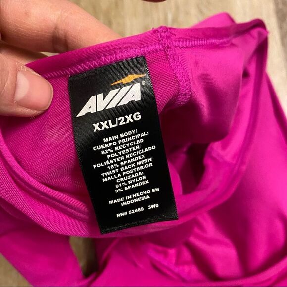 AVIA Low Support Wireless hot Pink Twisted mesh Back Sports Bra padded plus XXL - Picture 6 of 8